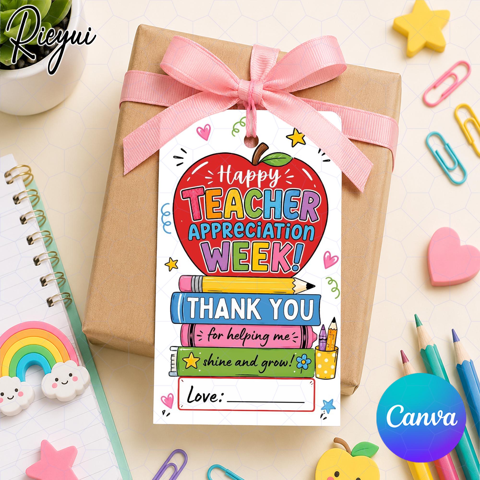Teacher Appreciation Gift Tag Canva Template, Editable Thank You ...