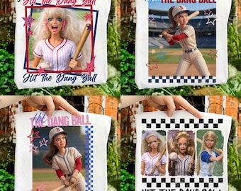 Hit The Dang Ball Baseball Mom Png, Game Day Softball Png, Distressed Doll Face Meme