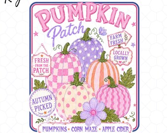 Pumpkin Patch Png, Pink Pumpkin Png, Coquette Fall Png, Preppy Autumn Sublimation, Farm Fresh Pumpkin Design, Girly Fall Shirt Png