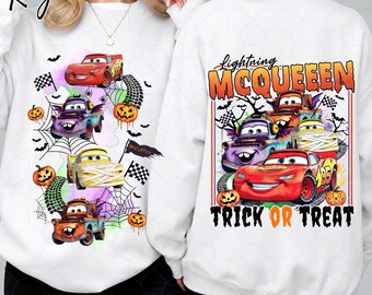 Cartoon Halloween Race Car PNG, Kids Racing Fall Png, Kids Boys Spooky Season Sublimation PNG
