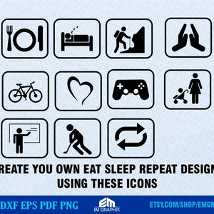 Svg Eat Sleep Repeat Clipart Collection - teach, bike, pray, mom, hike, love, hockey  Svg for Cricut, Silhouette
