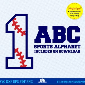 1st Birthday Svg, Baseball Theme Birthday Varsity Number One Design for Shirts, Birthday Decors, Silhouette, Cricut, Sublimation