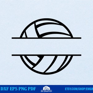 May include: Black and white split monogram design featuring a volleyball. The design is perfect for adding a name or initials.