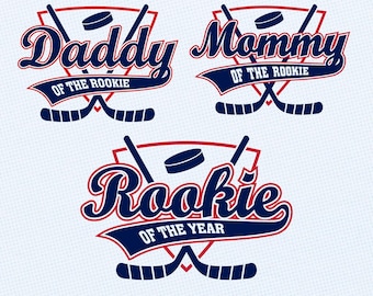 Camiseta de cumpleaños para novatos de hockey - Novato, mamá y papá del novato, cumpleaños con temática de hockey en formato SVG, camisetas familiares, archivos DXF PNG, archivos de corte