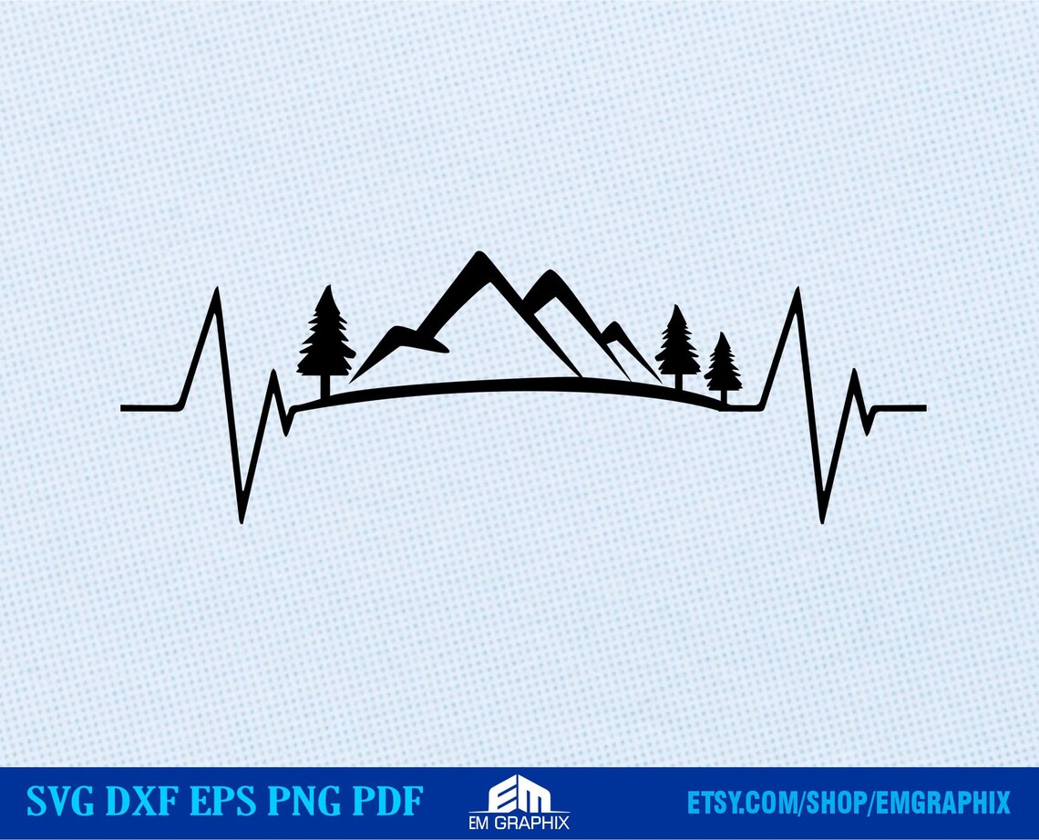 Mountain Heartbeat Svg EKG Hiking Adventure Svg Dxf Png | Etsy