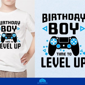 Anniversaire garçon temps de niveau vers le haut Svg Png Dxf, thème du jeu vidéo anniversaire Svg, anniversaire SVG, jeux coupe fichiers, fichier de sublimation