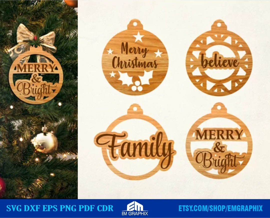 Christmas Bauble Ornaments Svg Laser Cutting Engraving Pattern - Etsy