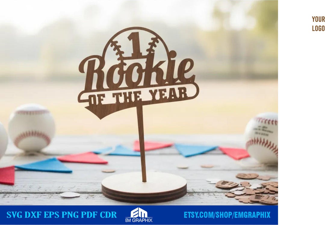 Baseball 1st Birthday Cake Topper SVG | Rookie of the Year SVG ...