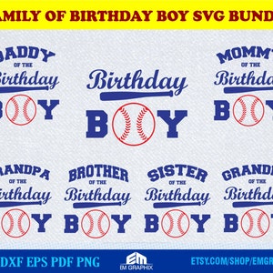 Birthday Boy First Birthday SVG, Baseball Theme Birthday Family Shirt Bundle, Svg Dxf Eps Png, Cut Files, Sublimation, DTF Design