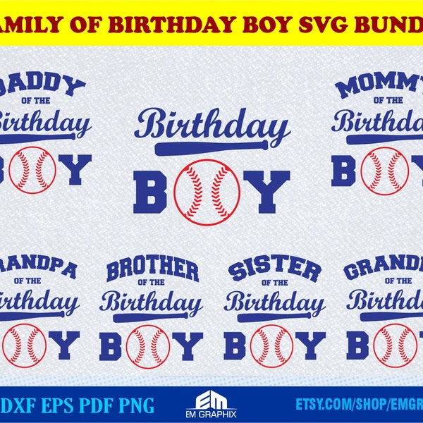 Birthday Boy First Birthday SVG, Baseball Theme Birthday Family Shirt Bundle, Svg Dxf Eps Png, Cut Files, Sublimation, DTF Design