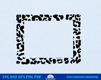 Leopard Print Rectangle Frame SVG: Animal Print Cut File (Digital Download)
