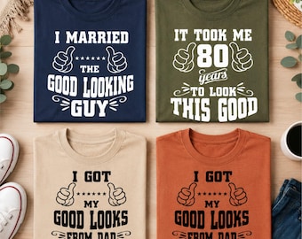 Paquete de archivos SVG para familias atractivas, diseños divertidos para camisetas de papá, heredé mi atractivo de papá, archivos SVG para el Día del Padre, archivos de corte para camisetas familiares