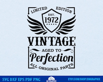 50th Birthday SVG: Vintage 1972 Design (Digital Files)