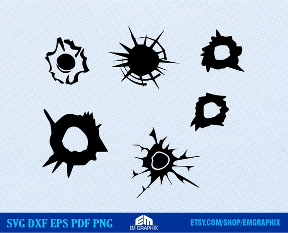Bullet Holes SVG Gun Shoot Crack Shatter Break Clipart - Etsy