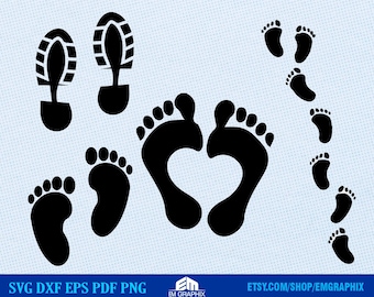 Baby Footprint SVG: Heart Feet Clip Art (Digital Download)