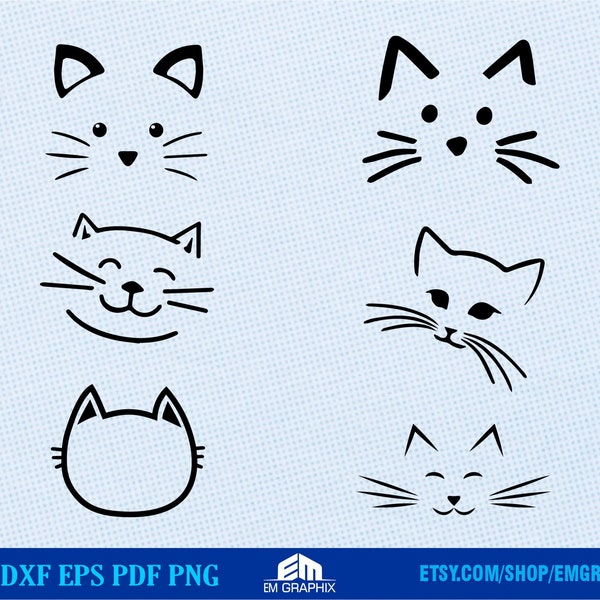 Cat Face Svg | Cat Clipart Svg Dxf Eps Png Silhouette, Cricut Cut Files