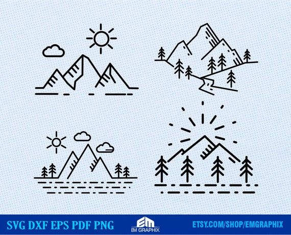 Mountains SVG, Mountain vector clipart, Mountain digital Svg, Dxf, Eps, Png Cut Files for silhouette cameo, cricut- digital download