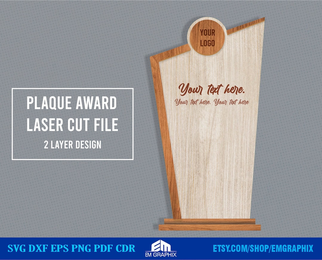 Trophy Award Laser Cut File, Plaque Shape Cut Pattern, Wood Acrylic