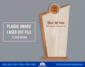 Trophy award Laser Cut File, Plaque shape Cut pattern, wood acrylic Awards Glowforge File - Instant download Svg Dxf Eps Cdr