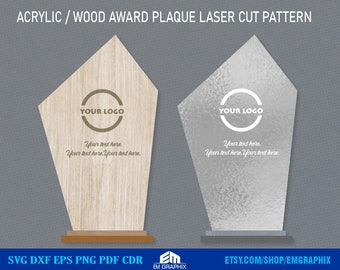 Acrylic Plaque award shape SVG laser cut pattern | Glowforge files, Trophy files, SVG Personalized gifts | Instant download Svg Dxf Eps Cdr