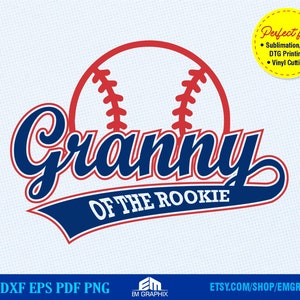 Granny of Rookie SVG, Rookie of the Year Granny Shirt, Baseball SVG, Digital Cut Files - Svg Dxf Eps Png, DTF Files