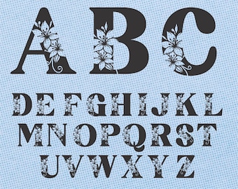 Floral Alphabet SVG: Monogram A-Z Letters, Cricut Cutting files (Digital Download)