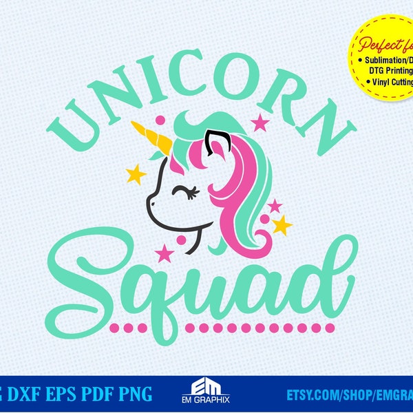 Unicorn Squad SVG | Magical Birthday Squad Svg, Unicorn Squad Shirt Design, Girls, Silhouette Cricut, Png Dxf Pdf, Cricut design