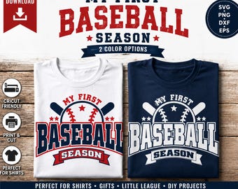 Mi primera temporada de béisbol SVG PNG / Diseño de camiseta de béisbol para niños / Camiseta familiar de la liga infantil / Descarga digital de la temporada de béisbol