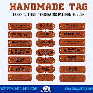 Handgefertigte Tag Laser-Schnittdatei, Leder-Tag-Schnittmuster für Laser, Glowforge, Vektor-Schnitt und gravieren Vorlage - svg dxf eps ai cdr dateien