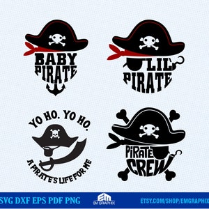 Lil Pirate SVG | Little Pirate, Baby Pirate Svg Dxf EP Png Files for Cricut, Silhouette, Cut File | Pirate Typography Design, vector files