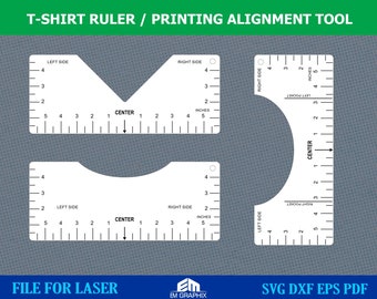 T-Shirt Alignment Tool | Shirt Ruler Laser Cutting Pattern SVG File, Printable Ruler