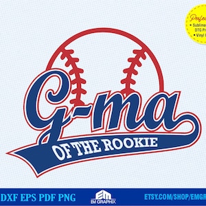 Puede incluir: Un gráfico de béisbol azul y rojo con el texto "G-ma of the Rookie".