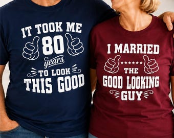 Paquete de archivos SVG para el 80 cumpleaños, archivo de corte para camisetas a juego de papá y mamá