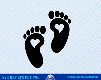 Baby Footprint Heart SVG: Cricut & Silhouette Cut Files (Digital Download)