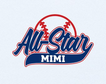 SVG de la estrella del béisbol Mimi: Diseño de camiseta para el Día de la Madre, camiseta con temática familiar (archivos de corte digital)