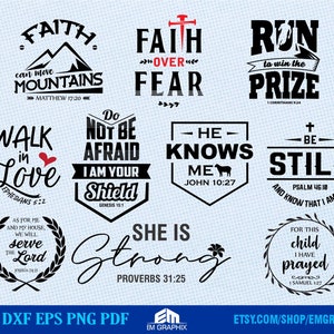 10 Bibel-Vers-Designs SVG-Bundle | Christliche Schrift-Bundle für Cricut, Silhouette, Laser-Maschinen