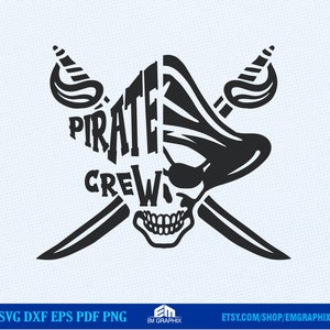 Piraten-Crew SVG | Piratengrafiken-Svg-Dxf-EP-Png-Dateien für Cricut, Silhouette, digitale Clipart, Schnittdatei | Piraten Typografie Design