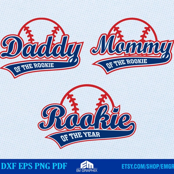 Rookie of the Year Svg | Baseball Family Matching Shirt SVG - Mommy and Daddy of the Rookie, Birthday Svg Dxf Png Digital Cut Files