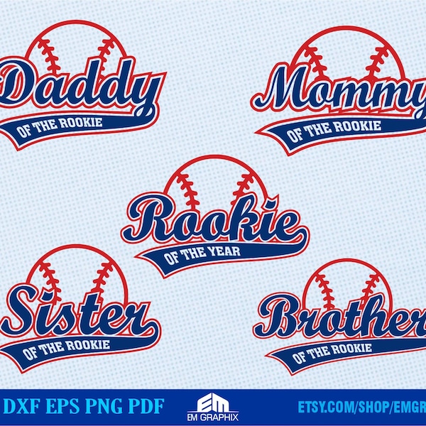 First Birthday Rookie of the Year, Baseball Family Shirt SVG Bundle, Digital Cut Files - Svg Dxf Eps Png, Iron on Files