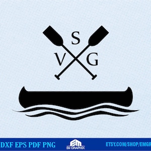Canoe and Paddles Monogram Base Design Clipart & Digital Cut File Instant Download - Png, SVG EPS DXF Formats, Canoe and paddles Svg Vector