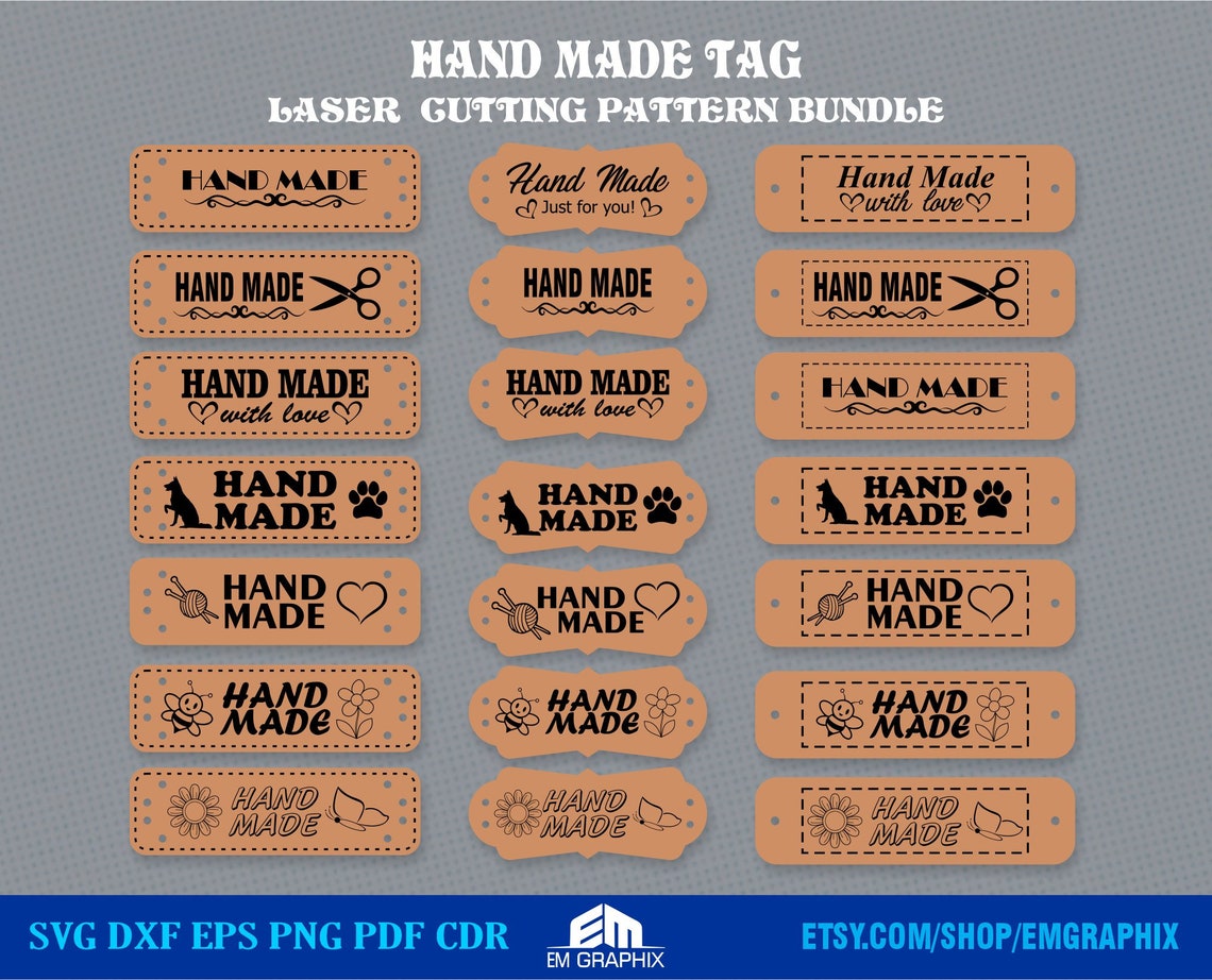 Handmade Tag Laser Cutting File, Leather Tag Cut Pattern for Laser ...