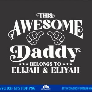 Camiseta personalizada "Este increíble papá pertenece a": regalo personalizado para el día del padre, regalo de cumpleaños para papá, camiseta para papá con los nombres de los niños