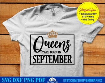Fille de septembre SVG : conception de chemise d'anniversaire du Queens (téléchargement numérique)