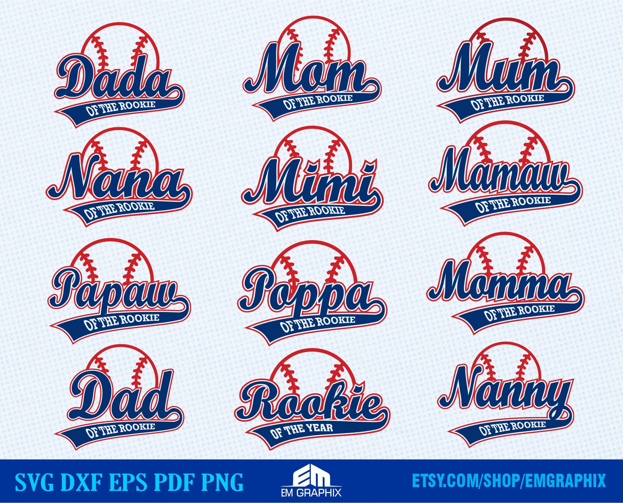Baseball Rookie of the Year SVG Bundle: Family Shirts (digital Files ...