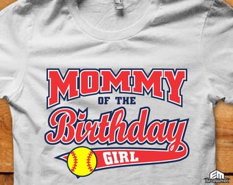 SVG para mamá de la cumpleañera / SVG para camiseta de mamá de softbol / SVG PNG de softbol de cumpleaños / Archivo de corte para Cricut y Silhouette / Diseño de sublimación