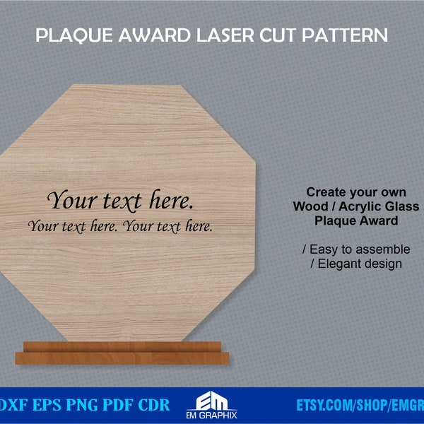 Wood Plaque award shape SVG laser cut pattern | Glowforge files, Acrylic Trophy files, SVG Personalized Awards| Svg Dxf Eps Cdr Download