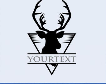 Deer Head Split Monogram SVG: Customizable Hunting Clipart (Digital Download)
