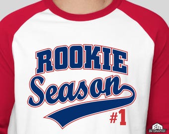 SVG de cumpleaños de temporada de novato, camiseta de béisbol para niño, primer cumpleaños (archivos de corte digital)