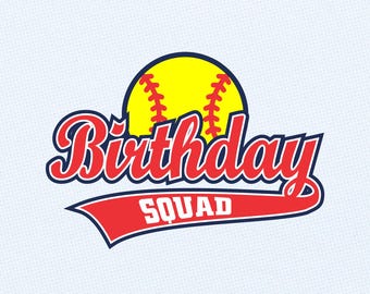 SVG de equipo de cumpleaños de softbol / SVG de camiseta de cumpleaños de softbol / SVG PNG de equipo de cumpleaños / Archivo de corte para Cricut / Silhouette / Diseño de sublimación