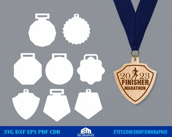 Medal Laser Cut file, Medal Laser cut pattern | Blank medal cut pattern for Laser, CNC, Glowforge, SVG Vector Cut Files